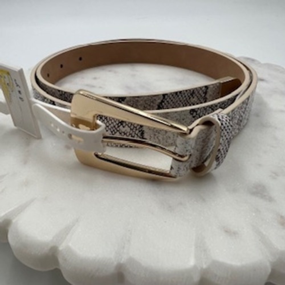 A New Day Womens Snake Print Belt Gold Buckle brown and cream TRF25-0001 Large